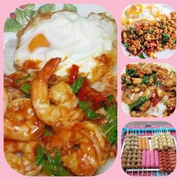 มีสุขกระเพราซี๊ด กุ้ง,หมู,ไก่,ปลาหมึก&ลูกชิ้นปิ้งเตาถ่าน แพรกษา ซ.5 (สุดใจ)