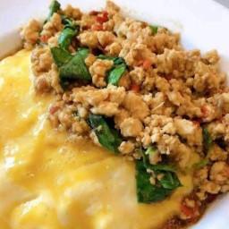 ข้าว ไข่ขยี้+กระเพราหมูสับ