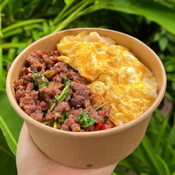 ข้าวกะเพราเนื้อสับโคขุน เกรดA