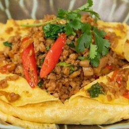 Stuffed Omelette With Minced Pork And Basil