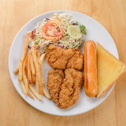 สเต็กปลา+ไส้กรอกรมควัน