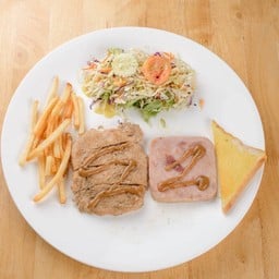 สเต็กหมู+แฮม