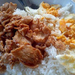 ไก่กระเทียมไก่ชิ้น(ราดข้าว)