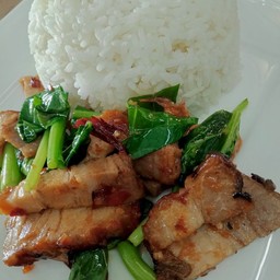 ข้าวคะน้าหมูกรอบ