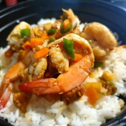 ข้าวกุ้งคั่วพริกเกลือ (ไม่มีไข่)