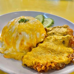 ข้าวฉู่ฉี่ไก่กรอบ+ไข่ข้น+ซุปสาหร่ายไข่