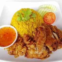 [อร่อยซ่ากับโค้ก] ข้าวหมกไก่ทอด +  โค้ก ออริจินัล (ขวด)