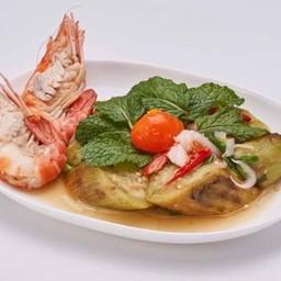 ยำมะเขือ กุ้งแม่น้ำ