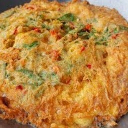 Rice Topped With Omelette With Basil Leaves + Chili