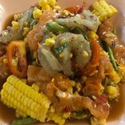 ตำหอยแครงกุ้งสด