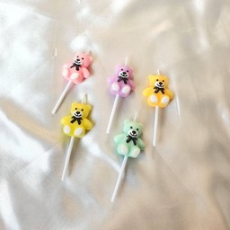 เทียนวันเกิดหมีสีพาสเทล1ตัว(สุ่มสี)