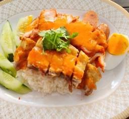 ข้าวหมูกรอบ+ข้าวหมูแดง