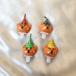 เทียนวันเกิดหมีใส่หมวก1ตัว(สุ่มสี)