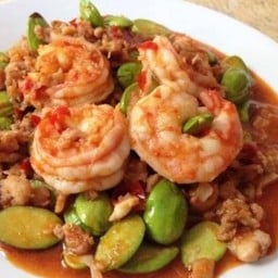 สตอผัดกุ้งหมูสับ(เป็นกับ)