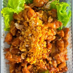 เอ็นไก่ทอดกระเทียม(กับข้าว)