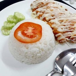ข้าวไก่กรอบซอสมะนาว+เครื่องดื่ม