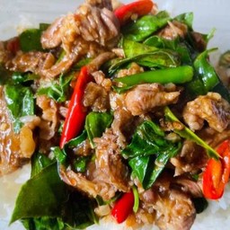 เนื้อเปื่อยผัดใบโหระพา