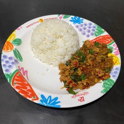 ข้าวกระเพราวุ้นเส้นหมูสับ