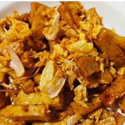 หมูยอทอดกระเทียมราดข้าว