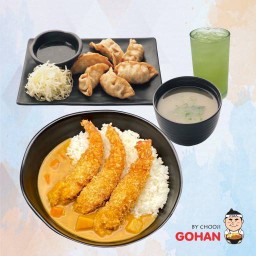 ชุดข้าวแกงกะหรี่กุ้งทอด