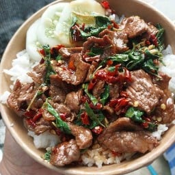 เนื้อกะเพราพริกแห้ง (เป่าปาก) หน้ามอ เนื้อกะเพราพริกแห้ง (เป่าปาก) หน้ามอ