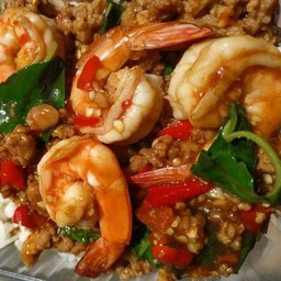 Stir Fried Basil With Minced Pork + Shrimp