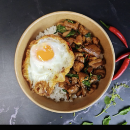 ข้าวกระเพราไก่ ฟรี ไข่ดาว