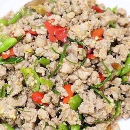ข้าวหมูสับ หมูชิ้นผัดพริกสด