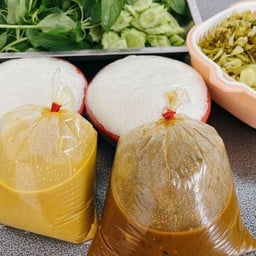 ชุด3น้ำยา ขนมจีนน้ำยากะทิ+ ไตปลา+น้ำยาป่าผักสด