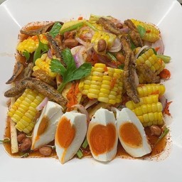 ข้าวโพด+ไข่เค็ม+ปลากรอบ
