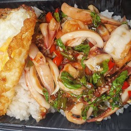 กระเพรากุ้ง+ไข่ดาว