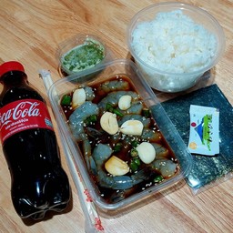 [อร่อยซ่ากับโค้ก] เซตกุ้งดอง ไซร์ใหญ่ครบชุด +  โค้ก ออริจินัล (ขวด)