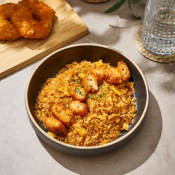 ข้าวผัดมันกุ้งหน้ากุ้งทอด