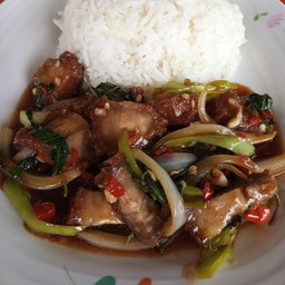 กระเพราหมูกรอบ