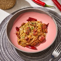 สปาเก็ตตี้หมาล่า เบคอน เเซ่บ ลิ้นชา