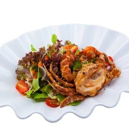 สลัดปูนิ่มทอดน้ำสลัดวาซาบิไข่กุ้ง