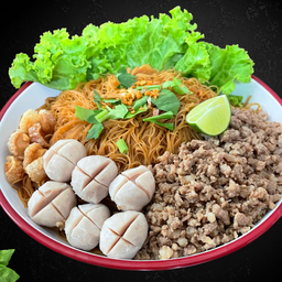 หมี่คลุกลูกชิ้นหมู-หมูสับ