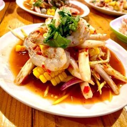 ยำกุ้งสดไหลบัว(ไม่ปลาร้า)