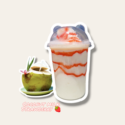 มะพร้าวปั่นนมสด ราดสตอเบอรี่