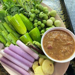 น้ำพริกกุ้งสด+ผักสด/ลวก