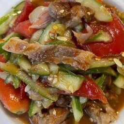 ตำแตงปลาร้าคอหมูย่าง