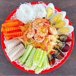 ตำถาดไทยกุ้งสุก