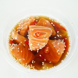 99 แซลมอนดองซีอิ๊วเกาหลี ไซส์ประหยัด แต่อร่อยเหมือนเดิม พร้อมน้ำจิ้ม+วาซาบิ