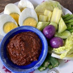 น้ำพริกตาแดง ชุดผัก ไข่ต้ม