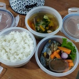 เซ็ตข้าวแกงเลียงกุ้งสด น้ำพริก ปลาทู