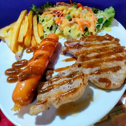 พอร์คช๊อพ +ไส้กรอก