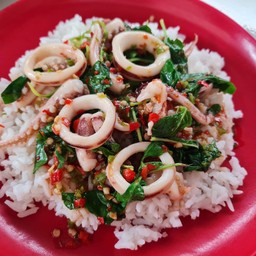 ข้าวกระเพราปลาหมึก