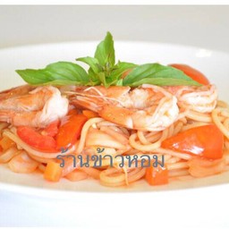 สปาเก็ตตี้กุ้งผัดซอสมะเขือเทศLM