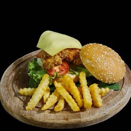 เบอร์เกอร์ไก่กรอบ+ชีส+เฟร้นฟราย