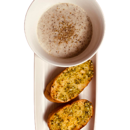 ซุปเห็ด + ขนมปังกระเทียม